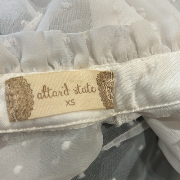 Altar'd State White Formal tiered zipper Dress with Bishop poufy Sleeves XS - Picture 8 of 8